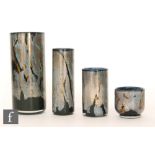 Michael Harris and William Walker - Isle of Wight - A set of four Black Azurene glass vases made for