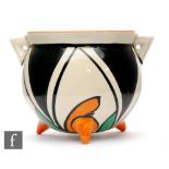 Clarice Cliff - Double V - A cauldron circa 1929, hand painted with a stylised leaf and triangular