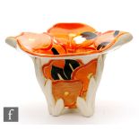Clarice Cliff - Orange Chintz - A shape 497 Variant Floppy Hat bowl circa 1932, hand painted with