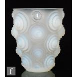 Rene Lalique - A Spirales vase, number 1060, moulded with concentric spirals in opalescent glass,