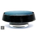 Kaj Franck - Nuutajarvi Notsjo - A 1960s stepped bowl, dark blue cased in clear glass, engraved