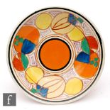 Clarice Cliff - Melon - A small circular pedestal tazza, hand painted to the well with a band of