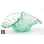 Barovier & Toso - A post war Italian Murano glass bowl of fluted form with petal edged folded rim,