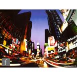 Temper AKA Aaron Bird (B. 1971) - 'Times Square', colour giclee print on canvas, signed in ink and