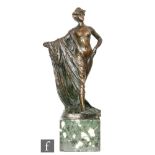 French School (Late 19th Century) - A standing nude with drapery, bronze, signed indistinctly, on