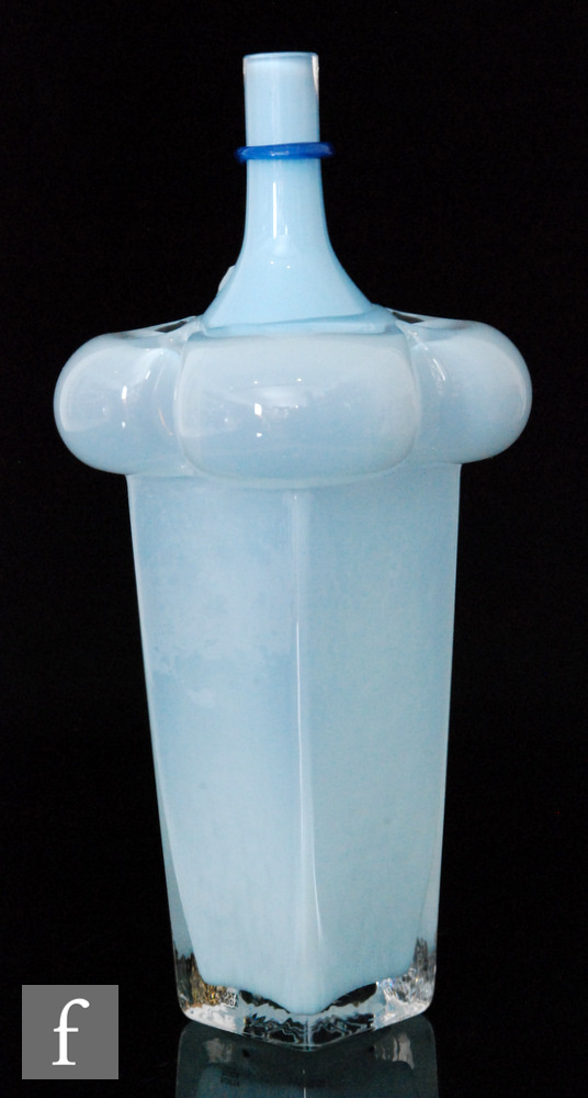 Bertil Vallien - Kosta Boda - A contemporary Body Bubbles glass vase of square section, tapering
