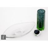 Vicke Lindstrand - Kosta - A post war glass vase of globe form with dimpled aperture, deep blue