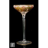 Fritz Heckert - An early 20th Century champagne glass with coup bowl, heavily gilded and enamelled