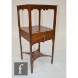 A 19th Century mahogany two tier bedside table or night stand, converted from a wash stand, with