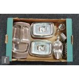 A collection of assorted Robert Welch Old Hall stainless steel to include a condiment set, a boxed