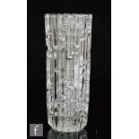 A 1960s Czechoslovakian Sklo Union Rudolfova Hut pressed glass vase of sleeve form, designed by