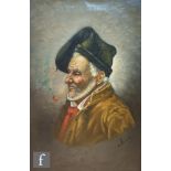 ITALIAN SCHOOL (EARLY 20TH CENTURY) - ' Elderly gentleman enjoying his pipe, oil on canvas, signed