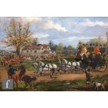 SAMUEL HENRY ALKEN (1810-1894) - A hunt meet outside a tavern with passing mail coach, oil on panel,