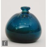 A later 20th Century studio glass vase by George Elliott of Bewdley, of ovoid bottle form in deep