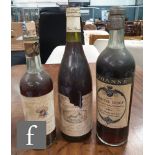 Three bottles of wine, to include Chateau Dudon Sauternes, 1948, Bordeux, Chateau portier