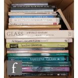 A small collection of glass reference books covering antique and contemporary subjects, various