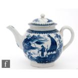 A late 18th Century First Period Worcester teapot of bullet form decorated in the underglaze blue