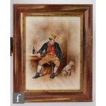 A pair of late 19th Century framed porcelain panels each hand painted with a Dickensian character,
