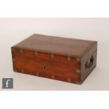 An early 20th Century brass cornered and camphorwood box with fitted compartment interior, width