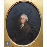 ENGLISH SCHOOL (LATE 18TH CENTURY) - Portrait of a young man wearing a curled wig and top coat', oil