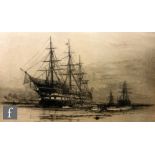 WILLIAM LIONEL WYLLIE (1851-1931) - 'Exmouth Training Ship', etching, framed, 28cm x 46cm, frame