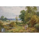 HENRY JOHN SYLVESTER STANNARD (1870-1951) - Children on a country path, watercolour, signed, framed,