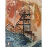 GWILYM JOHN BLOCKLEY (B.1921) - 'Big Pit', watercolour, signed, bears studio label verso, framed,