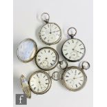 Five assorted 19th Century and later open faced and hull hunter pocket watches to include lever