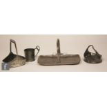 Four pieces of Art Nouveau Secessionist pewter, to include a Grania cake tray or basket of