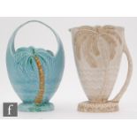 A large Beswick shape 1068 jug decorated with a relief moulded palm tree, the whole in beige,