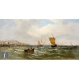 EDWIN HAYES (1819-1904) - Numerous sailing vessels off a harbour, oil on canvas, signed, bears '