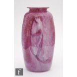 A 1930s glass vase by Grace Stout, of swollen sleeve form with everted rim, cased in clear over