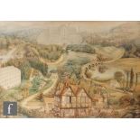 ENGLISH SCHOOL ( LATE 19TH CENTURY) - An industrial panorama showing a wooded valley with mill,