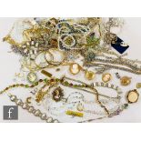 A parcel lot of assorted costume jewellery to include crystal beads, earrings, chains etc.