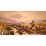 TOM ROWDEN (1842-1926) - A shepherd with his flock beside a stream, watercolour, signed and dated '