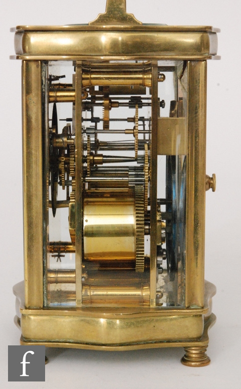 An early 20th Century French brass carriage clock of cartouche form by Lister & Sons Paris and a - Image 4 of 4