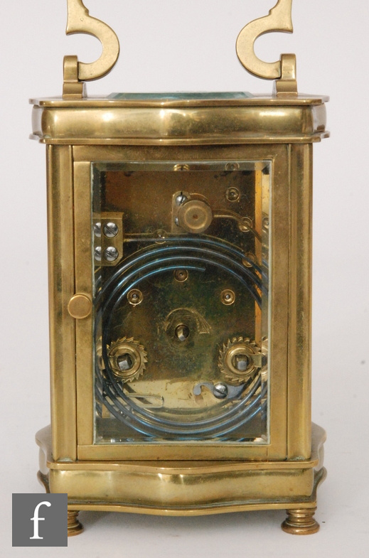 An early 20th Century French brass carriage clock of cartouche form by Lister & Sons Paris and a - Image 2 of 4