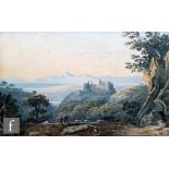 ATTRIBUTED TO JOHN VARLEY, OWS (1778-1842) - A hilltop castle in a classical landscape, watercolour,