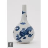 A Chinese blue and white bottle vase, late Qing Dynasty (1644-1912), the rounded body rising to a