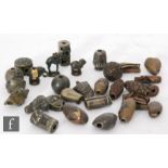A collection of thirty various Japanese Ojime (cord fastener), each of the cast metal examples of