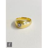 An 18ct diamond solitaire ring, collar set stone in a gypsy style, weight approximately 0.30ct,