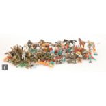 A collection of assorted plastic toy soldiers and other figures, to include Timpo Swoppets,