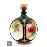 A Royal Worcester shape F126 vase decorated by Kitty Blake with sprays of Hadley roses within