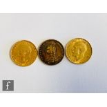 Three full sovereign coins dated 1892, 1912 and 1914.(3)