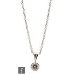 An 18ct white gold diamond set pendant. collar set brilliant cut stone, weight approximately 0.