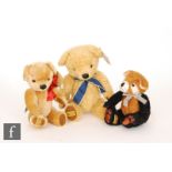 Three Merrythought teddy bears, a Red Panda (MP10RP), white, red-brown and black mohair, height