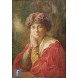 JOHN BERNARD MUNNS (1869-1942) - Portrait of a lady wearing a flower in her hair, watercolour,