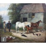 HENRY CHARLES WOOLLETT (FL. 1851-1898) - Farmyard scene, oil on canvas, signed indistinctly, framed,