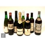 A bottle of 1953 Chateau Lafite Rothschild (As Found), a bottle of 1955 Clos de Vougeot and six (8)