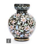 A Bohemian hyacinth bulb vase, probably by Moser, of footed ovoid form with flared collar neck, in